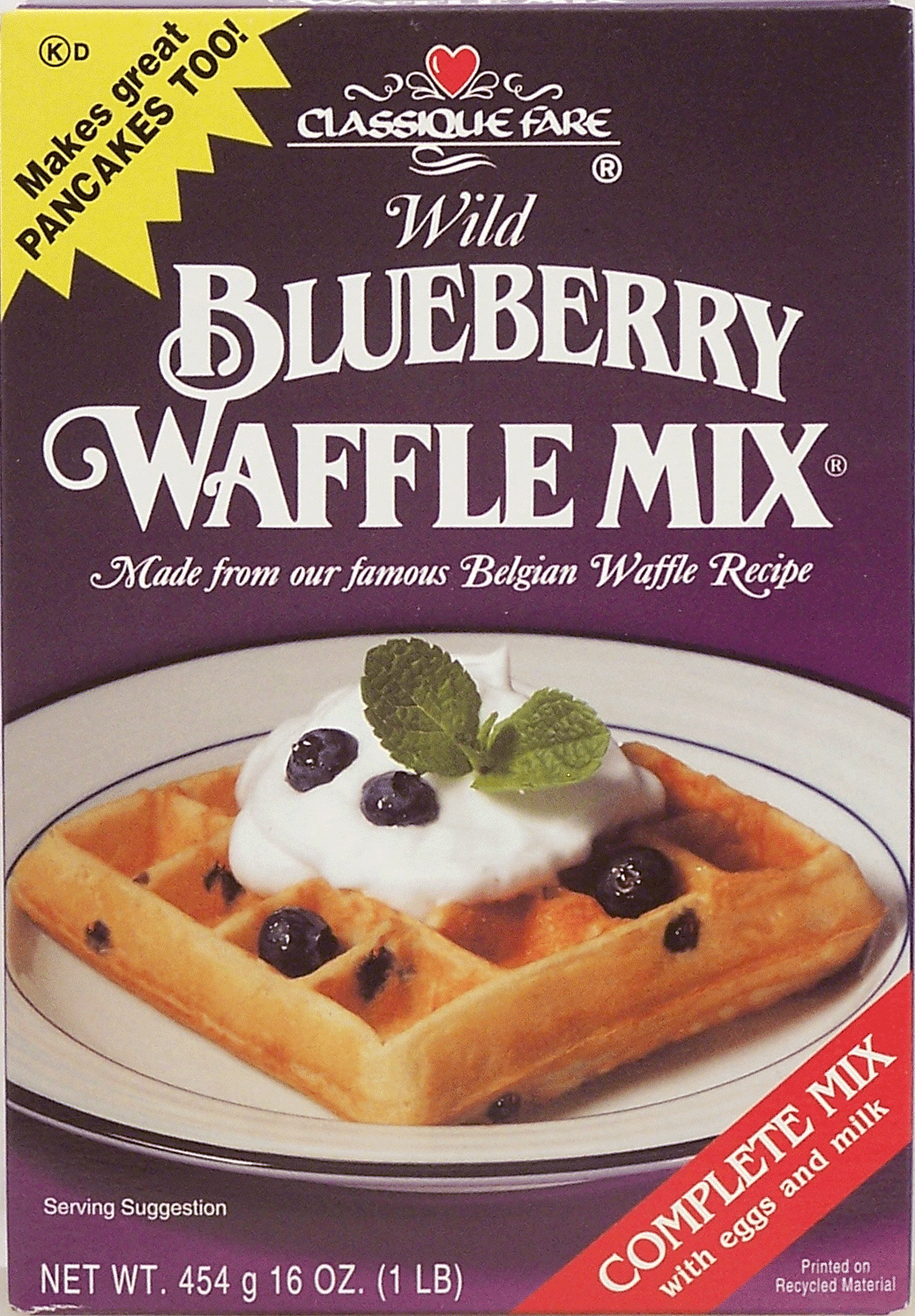 Classique Fare&nbsp;&nbsp;wild blueberry waffle mix, complete with eggs and milk Full-Size Picture
